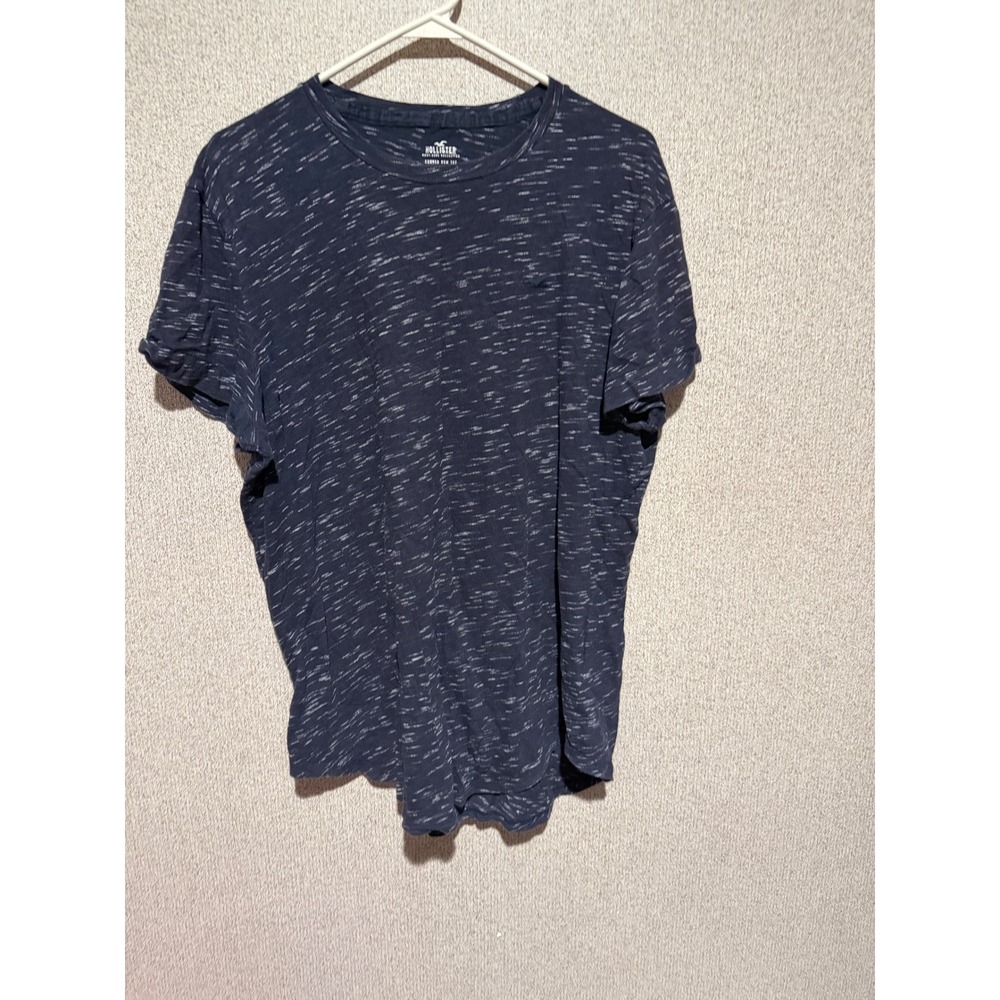 Hollister Mens Must-Have Collection Curved Hem Tee Space Dye Navy Blue Small